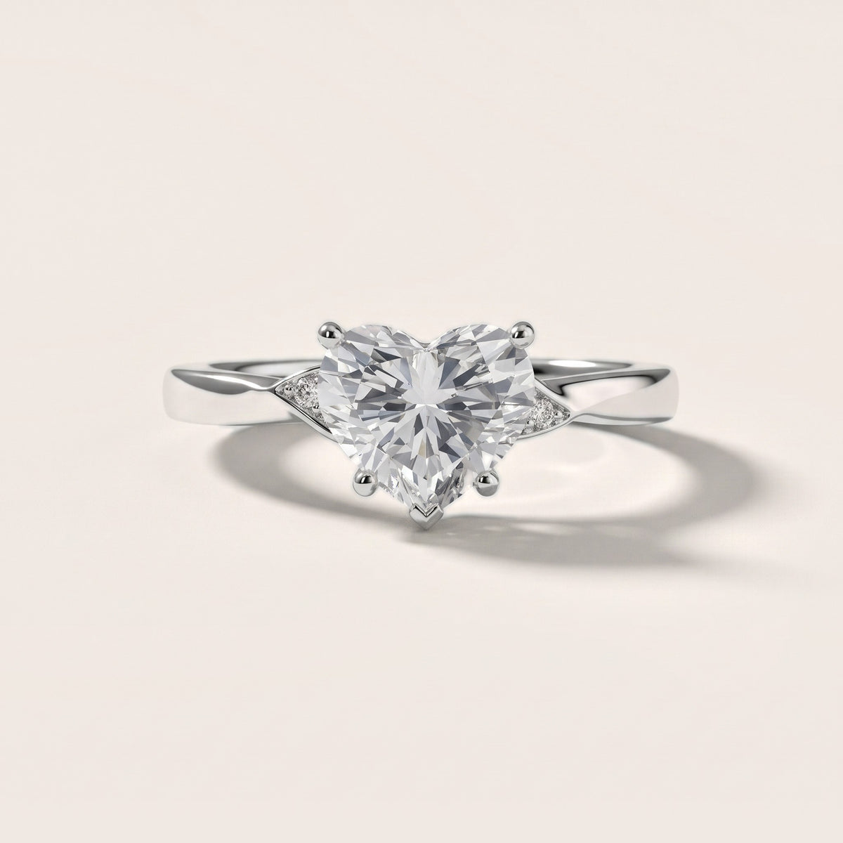 Annabelle Leaf Pavé Heart Diamond Engagement Ring in Platinum - front.jpg