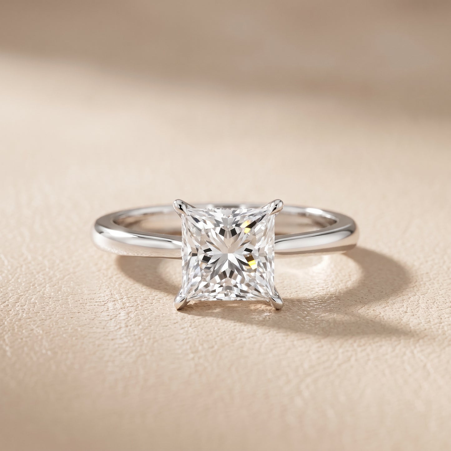 Evie Solitaire Six-Prong Princess Diamond Engagement Ring in White Gold - front.jpg