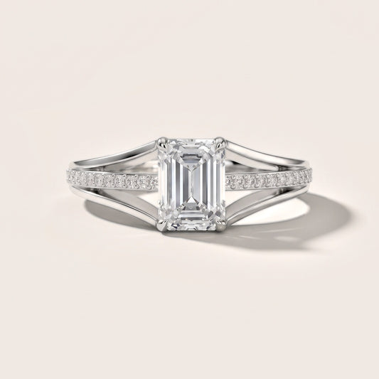 Lucinda Split Shank Emerald Diamond Engagement Ring in Platinum [studio-20261024]
