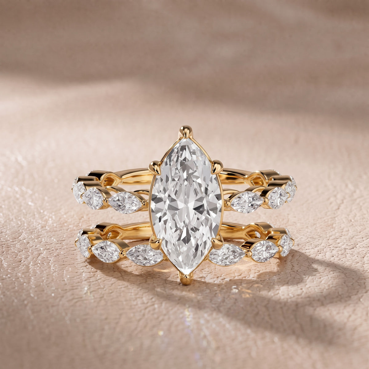 Elina Split Shank Marquise Accent Marquise Diamond Engagement Ring in Yellow Gold - front.jpg