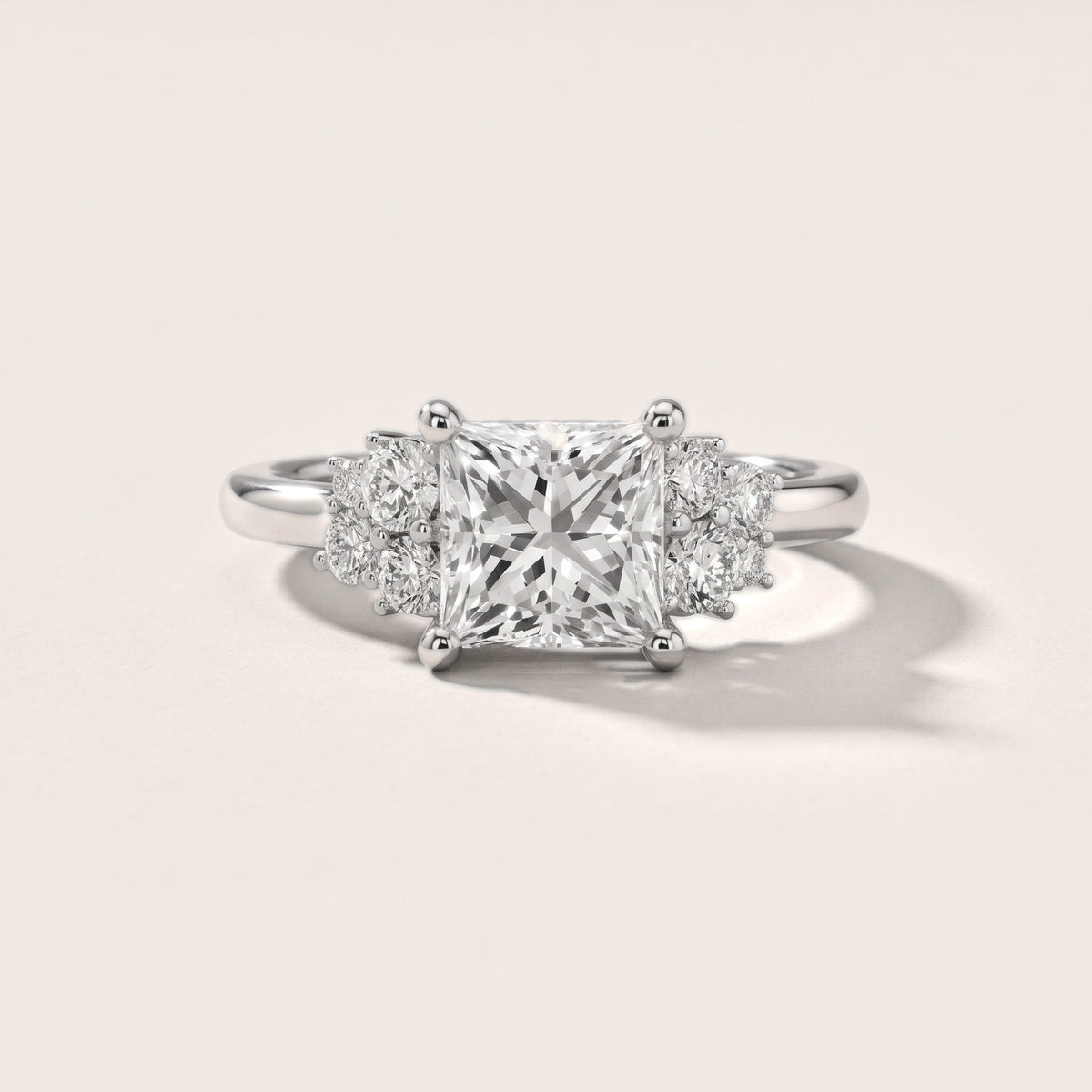 Hannah Cluster Princess Diamond Engagement Ring in Platinum - front.jpg