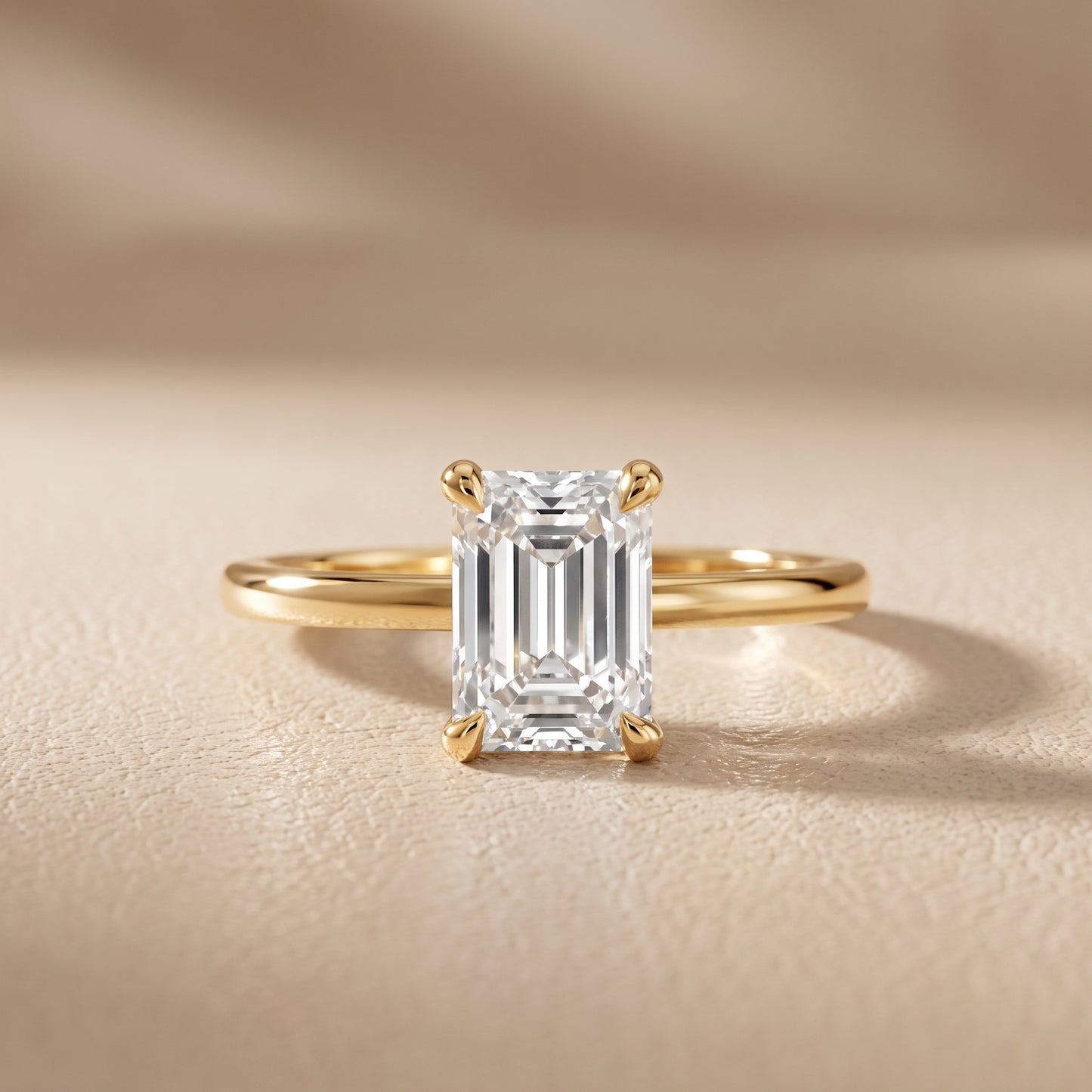 Nella Petite Solitaire Emerald Diamond Engagement Ring in Yellow Gold - front.jpg