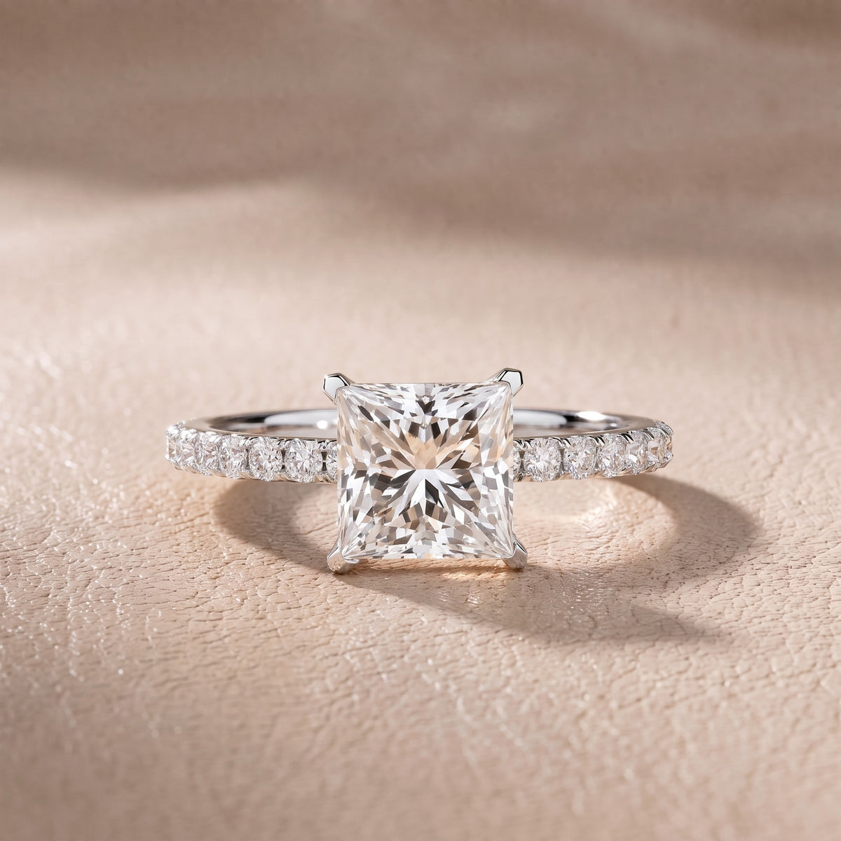 Juna French Pavé Solitaire Princess Diamond Engagement Ring in Platinum - front.jpg