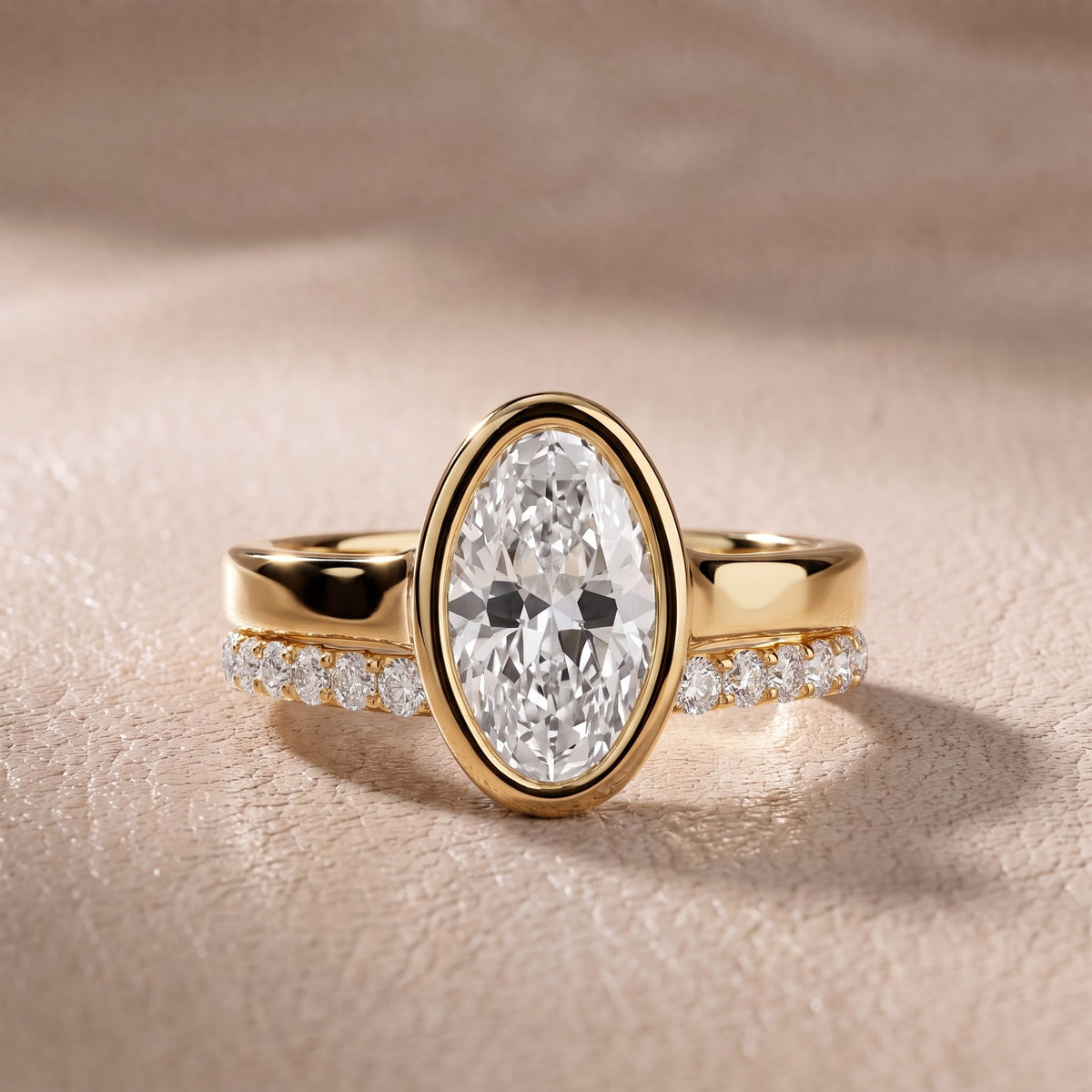 Ayla Bezel Bypass Oval Diamond Engagement Ring in Yellow Gold - front.jpg