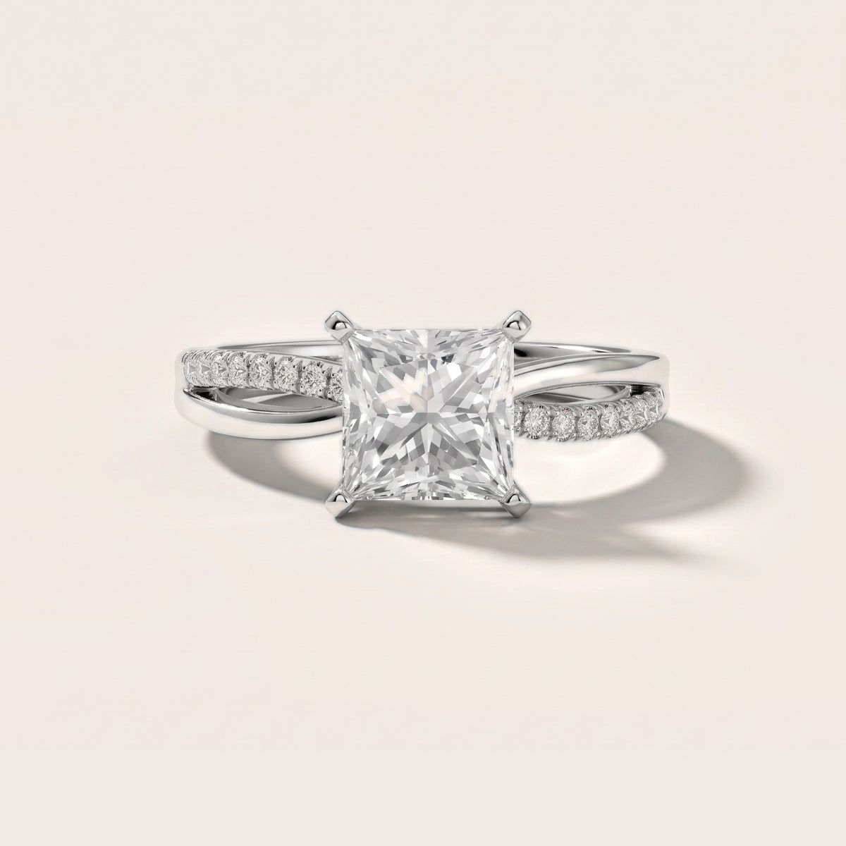 Alida Split Shank Pavé Princess Diamond Engagement Ring in Platinum - front.jpg