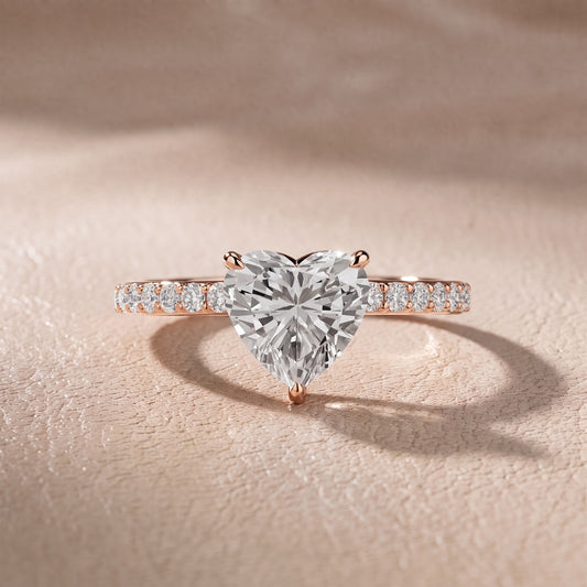 Annabel Pavé Solitaire Heart Diamond Engagement Ring in Rose Gold - front.jpg