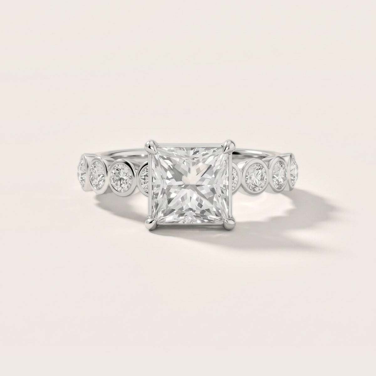Edie Beaded Bezel Princess Diamond Engagement Ring in Platinum - front.jpg
