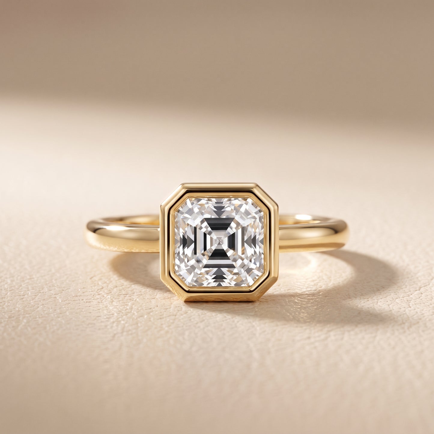 Maeve Bezel Solitaire Asscher Diamond Ring in Yellow Gold - front.jpg