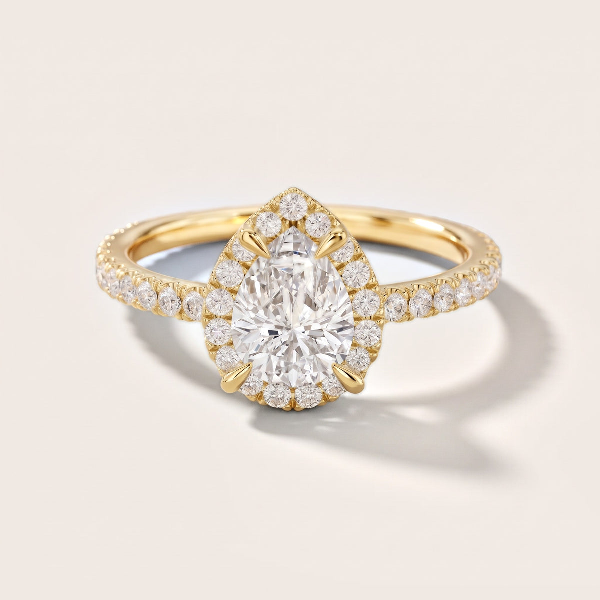 Aurora Halo Pear Diamond Engagement Ring in Yellow Gold [studio-20261024]