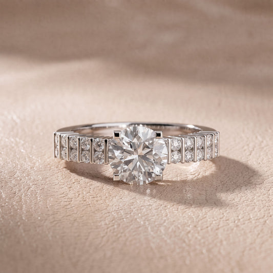 Honor Sidestone Round Diamond Engagement Ring in Platinum - front.jpg