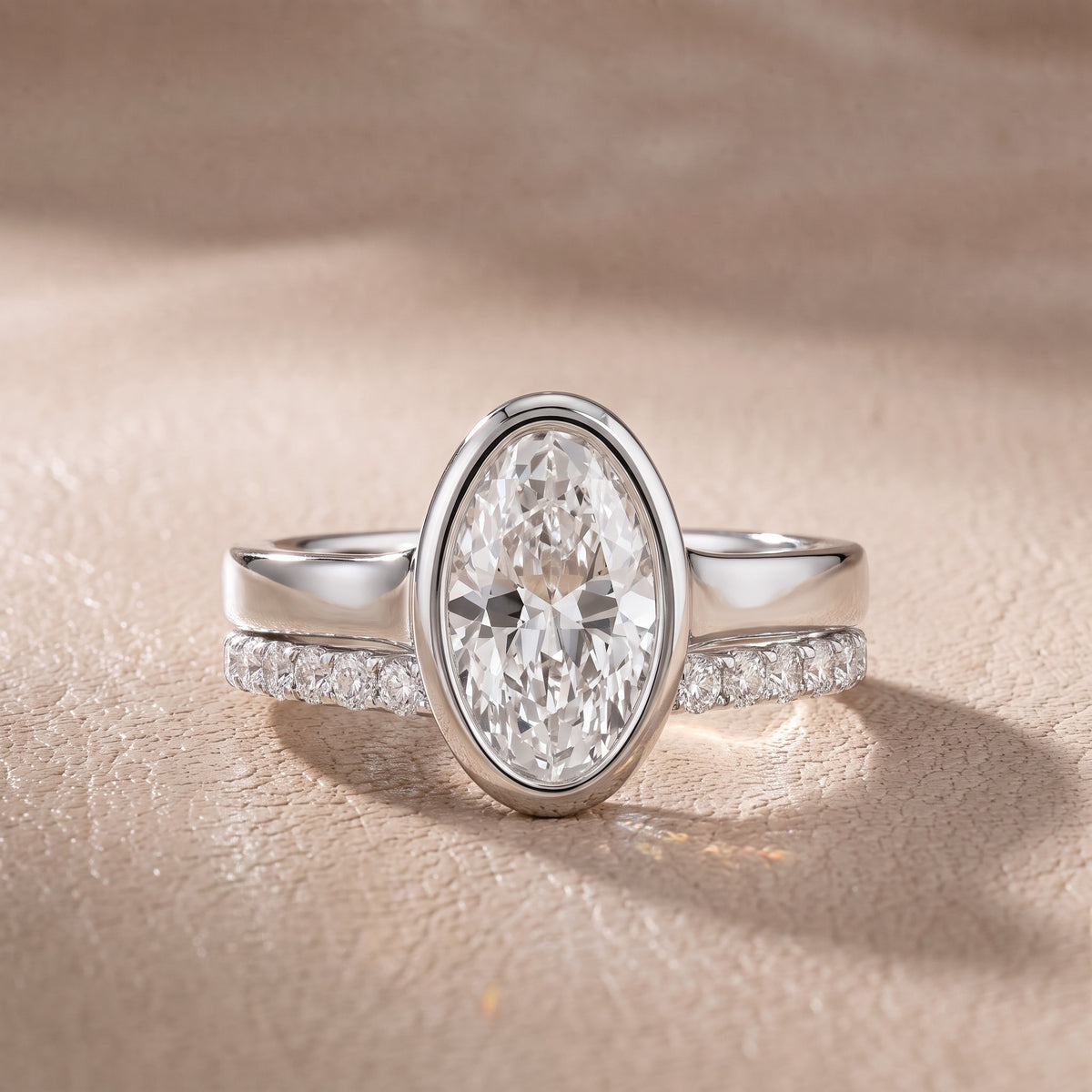 Ayla Bezel Bypass Oval Diamond Engagement Ring in Silver - front.jpg