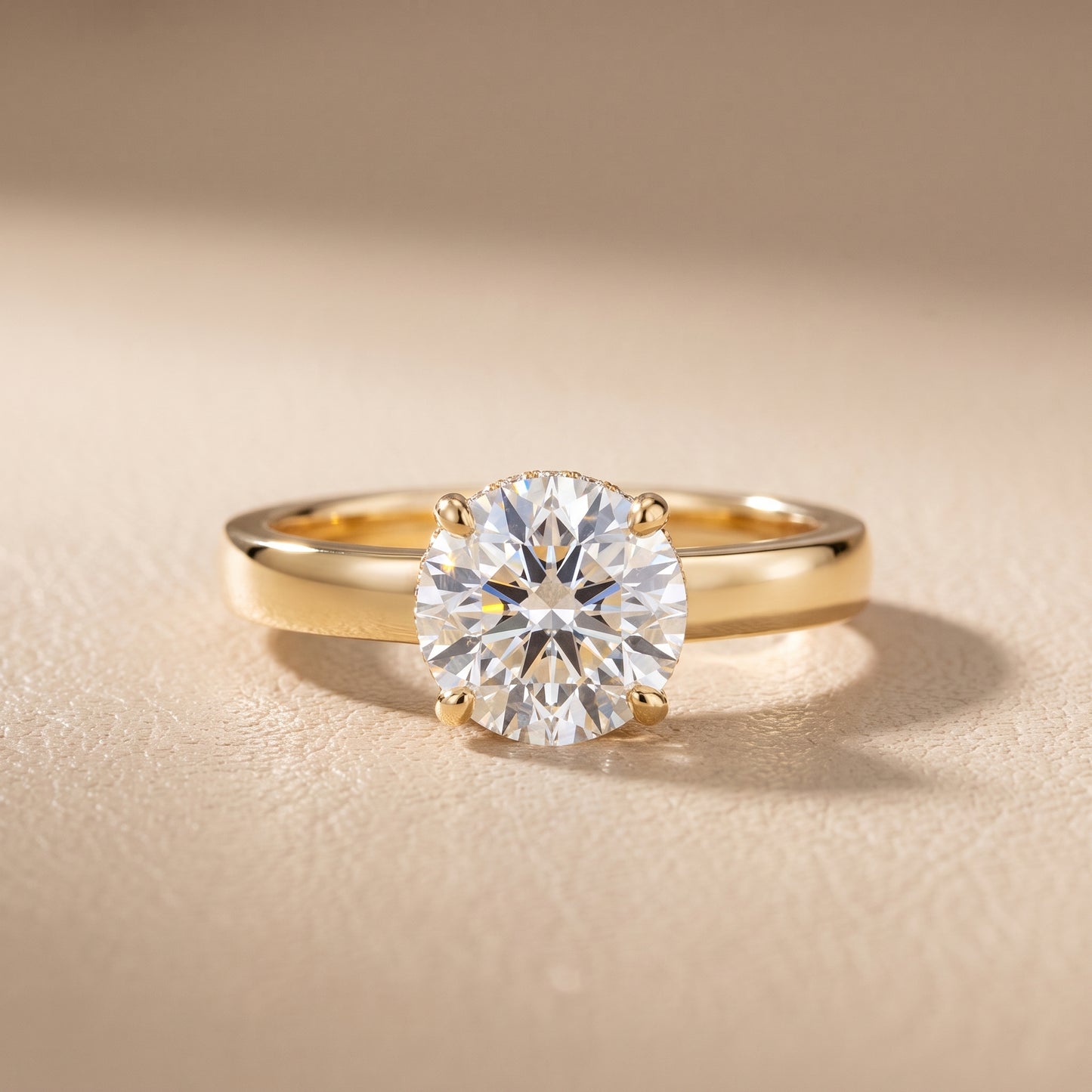 Lara Hidden Halo Round Diamond Engagement Ring in Yellow Gold - front.jpg