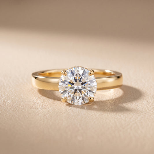 Lara Hidden Halo Round Diamond Engagement Ring in Yellow Gold - front.jpg