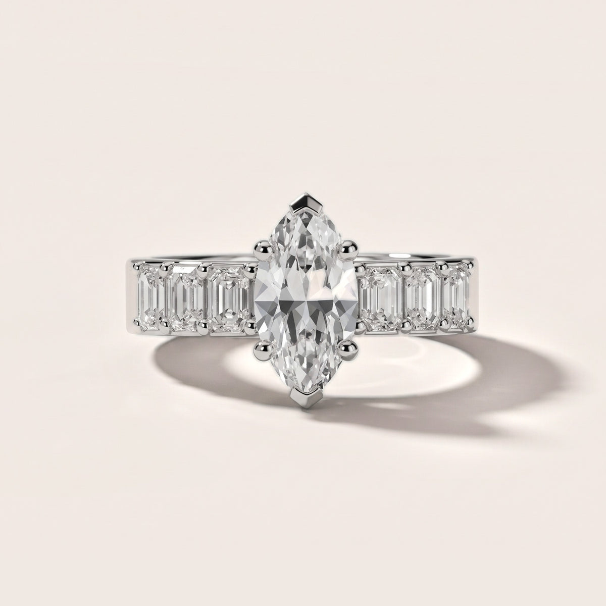 Maia Wide Band Baguette Marquise Diamond Engagement Ring in White Gold - front.jpg