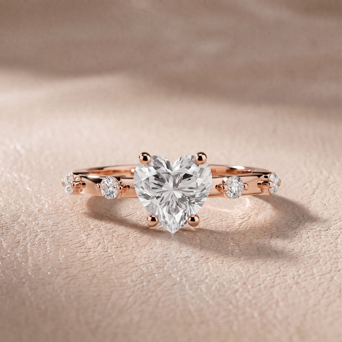 Elena Radiance Solitaire Heart Diamond Engagement Ring in Rose Gold - front.jpg