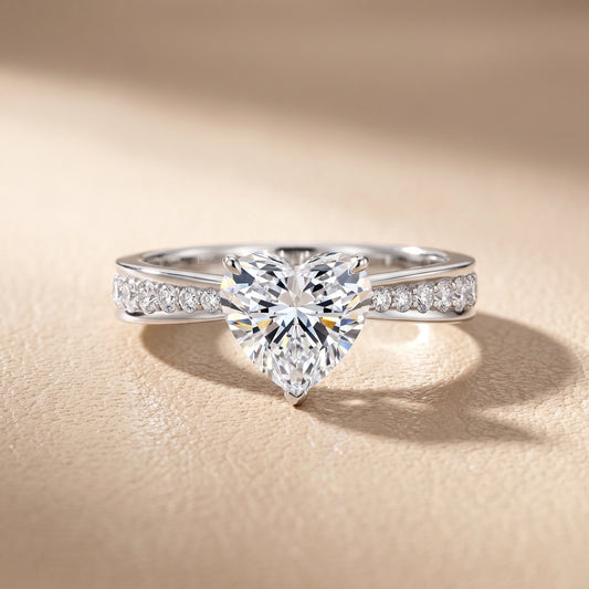 Rhea Sidestone Pavé Heart Diamond Engagement Ring in White Gold - front.jpg