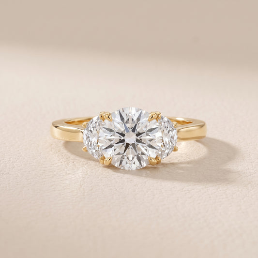 Romy Three-Stone Round Diamond Engagement Ring in Yellow Gold - front.jpg