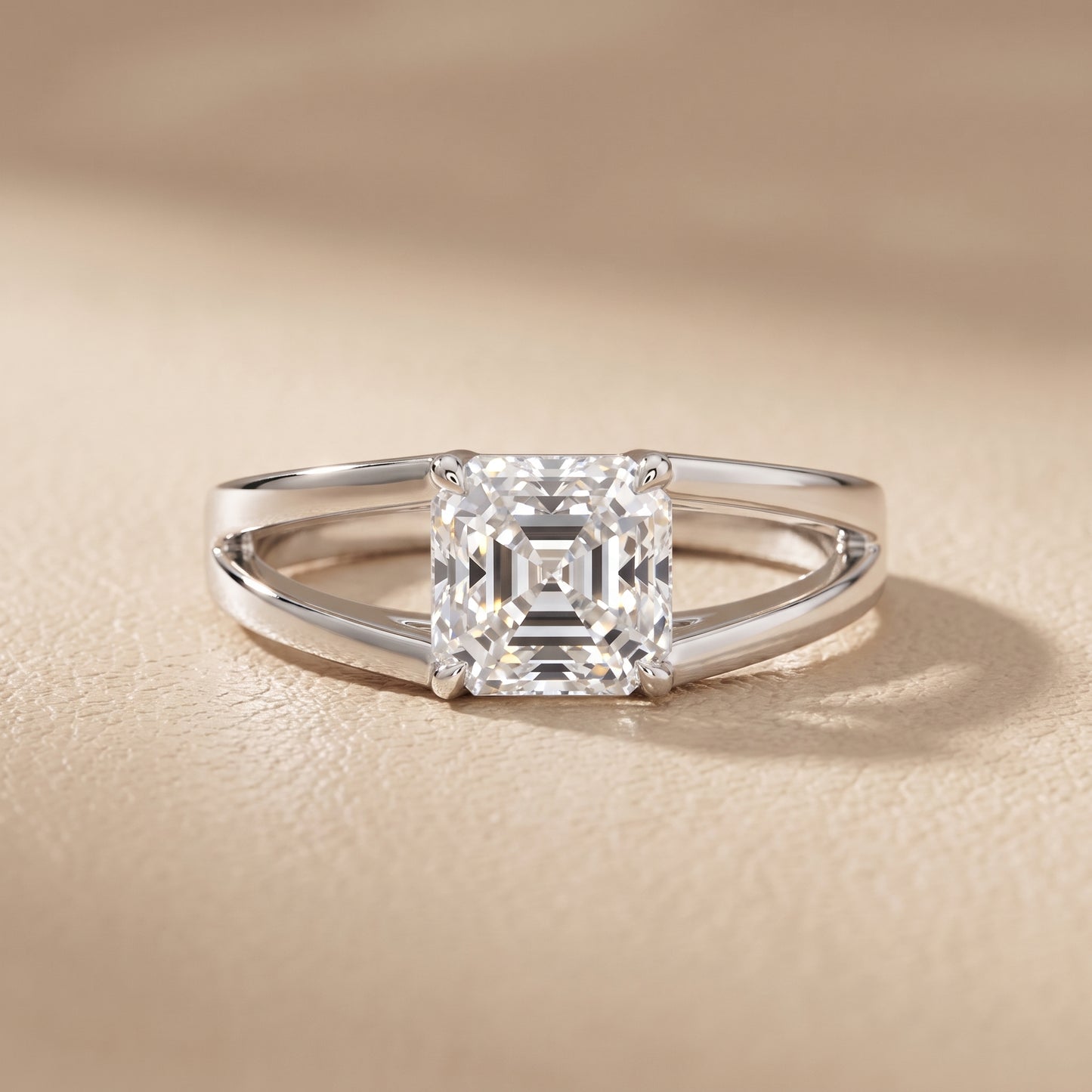 Giselle Solitaire Split Shank Asscher Diamond Engagement Ring in Platinum - front.jpg