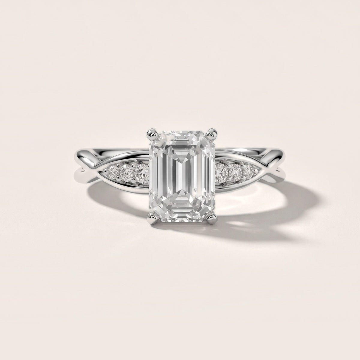 Stefania Twist Emerald Diamond Engagement Ring in Platinum - front.jpg