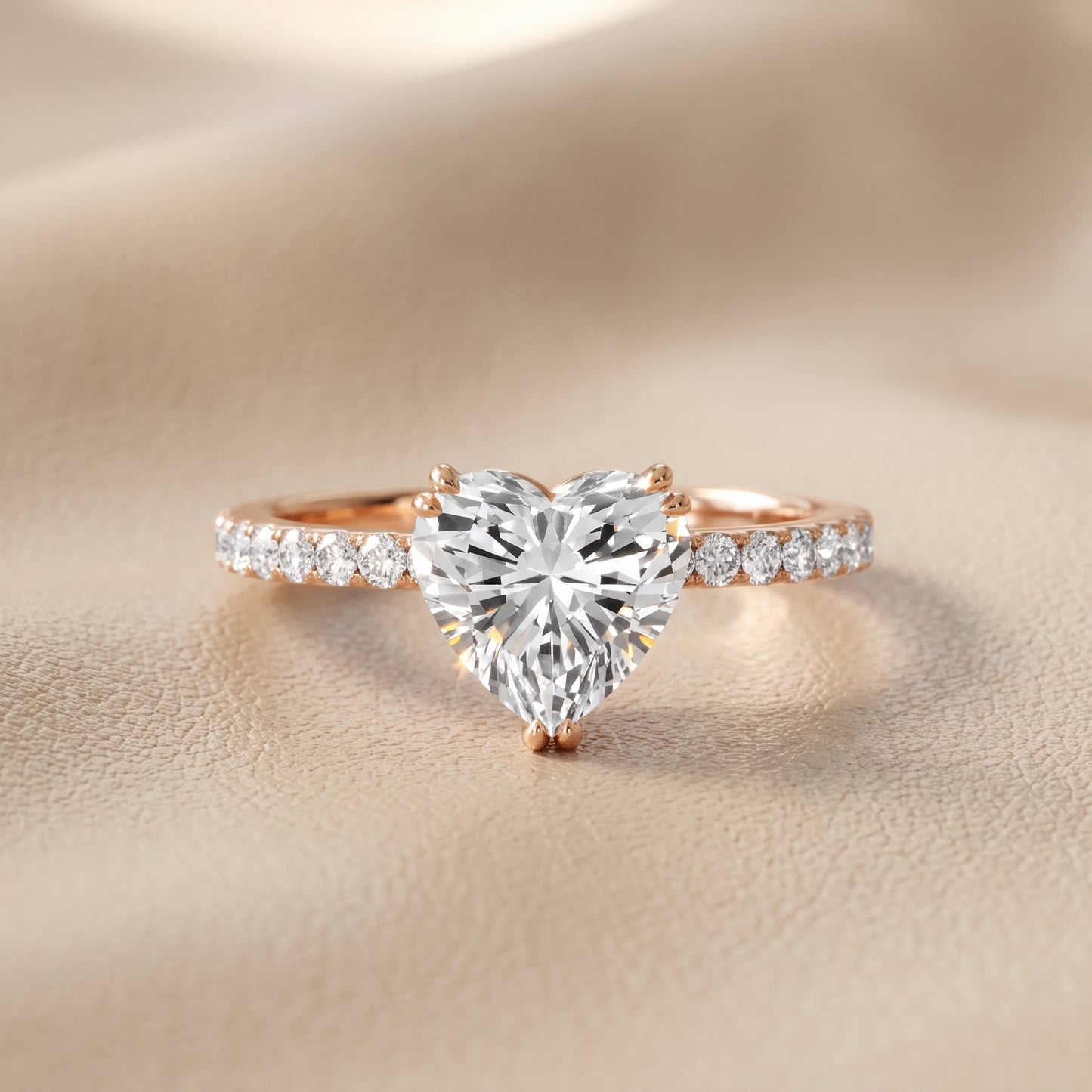 Novara Solitaire Pavé Heart Diamond Ring in Rose Gold - front.jpg