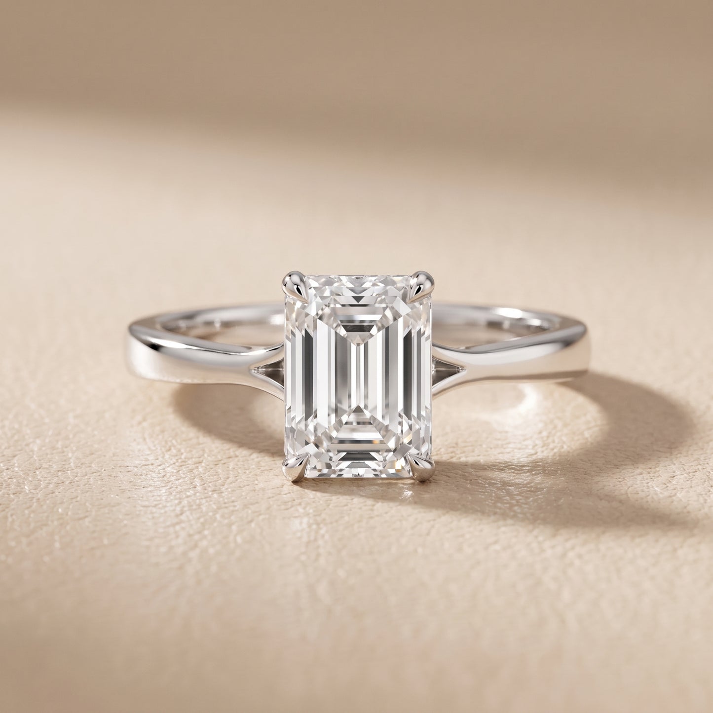 Anais Trellis Solitaire Emerald Diamond Engagement Ring in White Gold - front.jpg