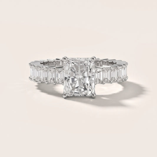 Mallory Shared Prong Radiant Diamond Engagement Ring in White Gold
