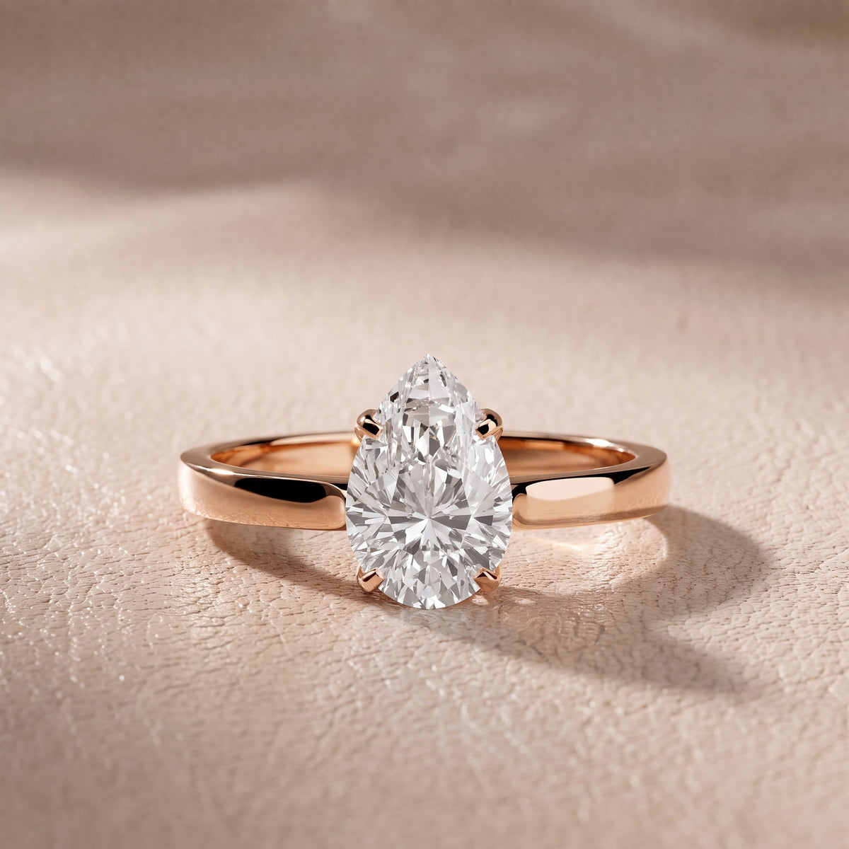 Isabella Bloom Solitaire Pear Diamond Engagement Ring in Rose Gold - front.jpg