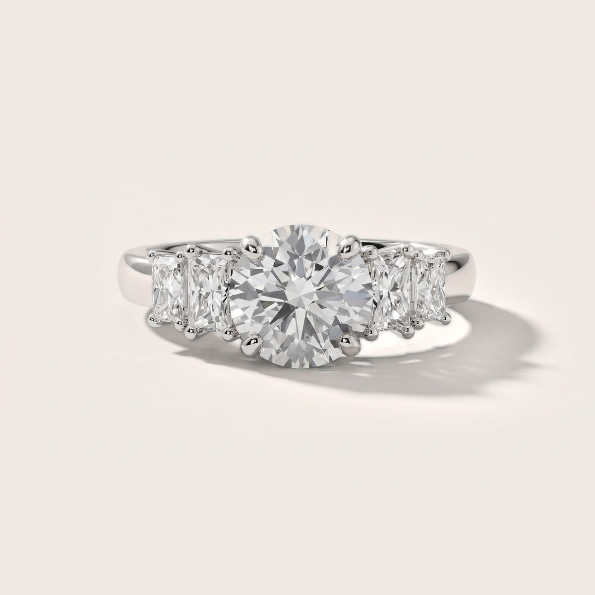 Desiree Graduated Five-Stone Round Diamond Engagement Ring in Platinum - front.jpg