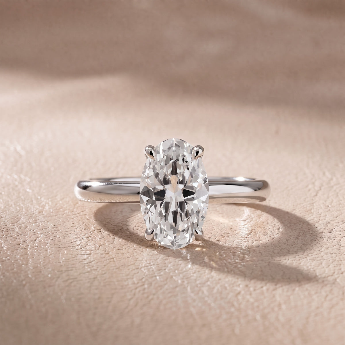 Amaya Hidden Halo Oval Diamond Engagement Ring in Silver - front.jpg