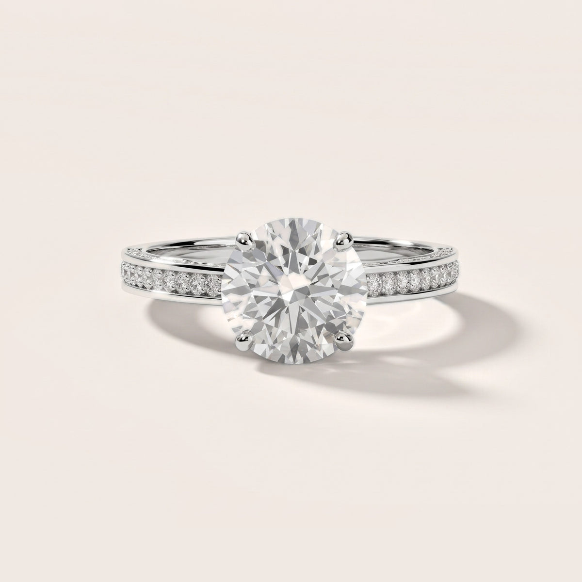Cassie Engraved Channel Set Round Diamond Engagement Ring in Silver - front.jpg