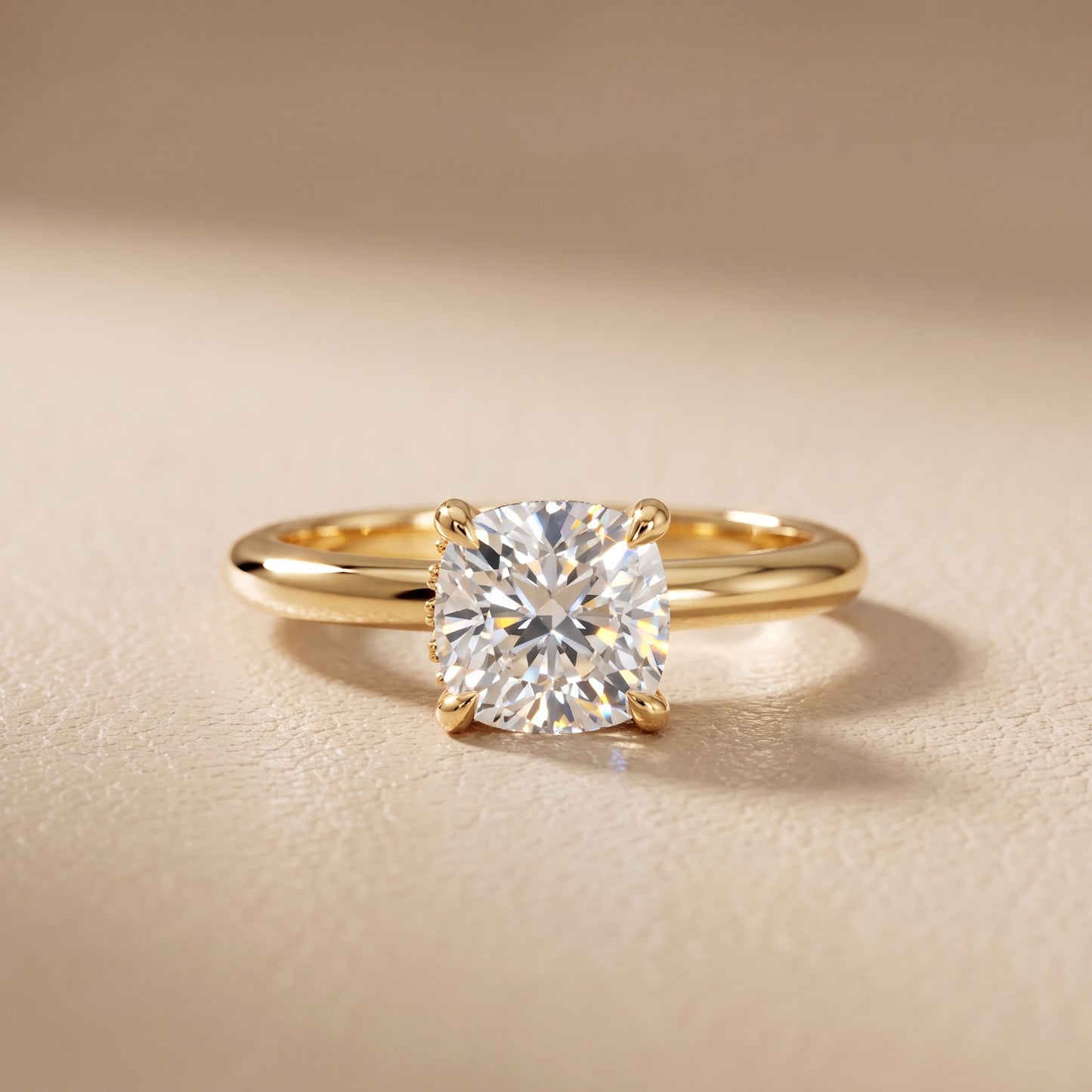 Amaya Hidden Halo Cushion Diamond Engagement Ring in Yellow Gold - front.jpg