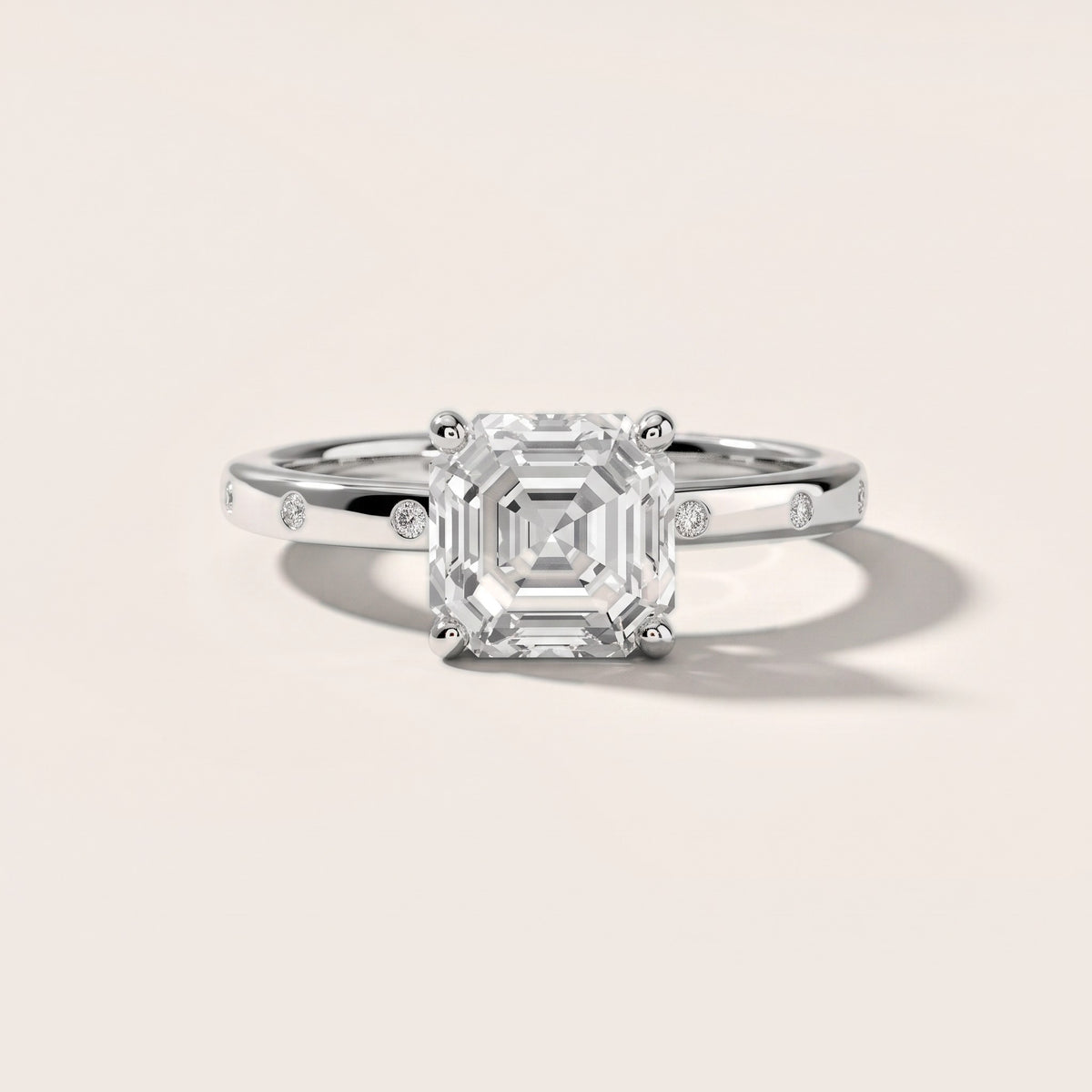 Dulcie Flush-Set Asscher Diamond Engagement Ring in Silver - front.jpg