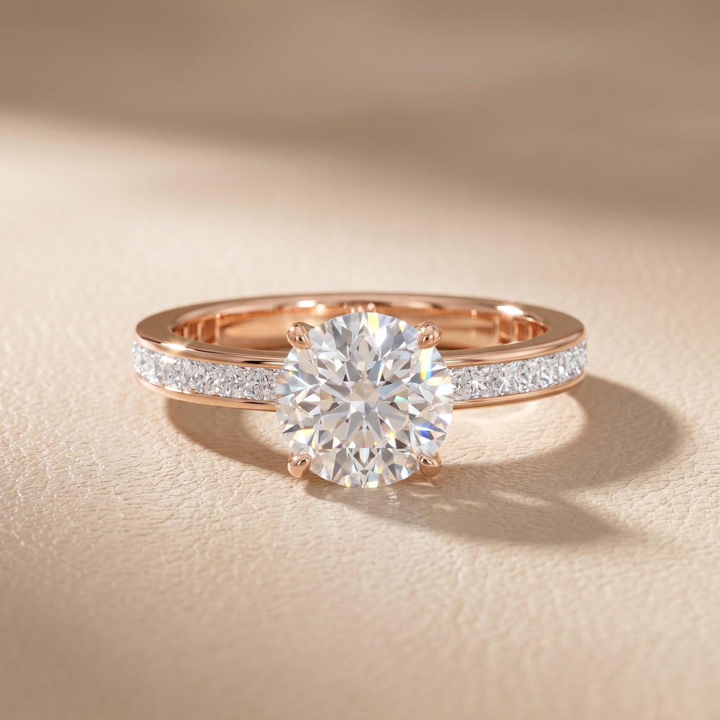 Brielle Channel Set Solitaire Round Diamond Ring in Rose Gold - front.jpg