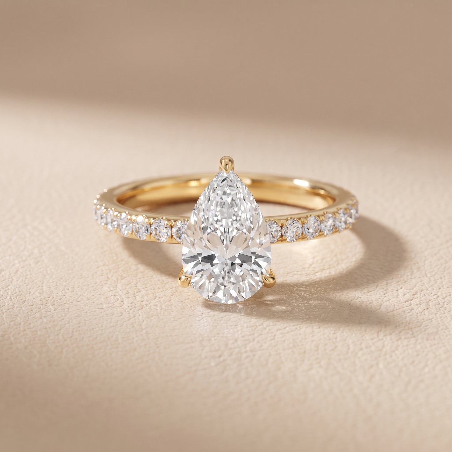 Thea Hidden Halo Pavé Pear Diamond Engagement Ring in Yellow Gold - front.jpg