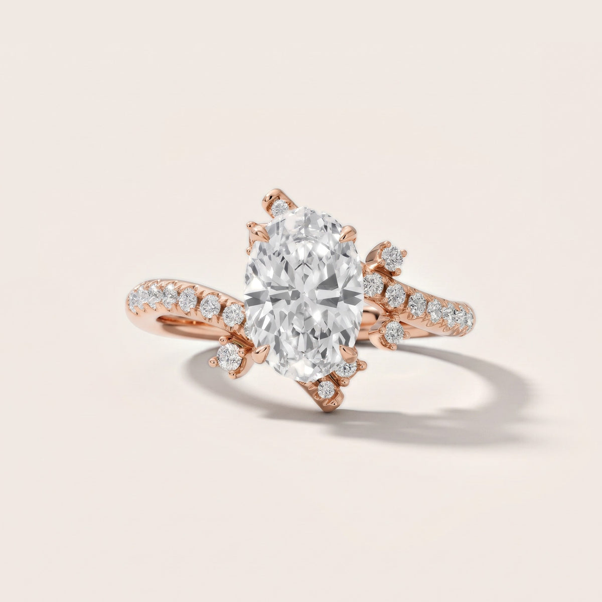 Agnes Bypass Pavé Oval Diamond Engagement Ring in Rose Gold - front.jpg