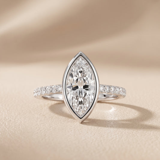 Cora Bezel Pavé Marquise Diamond Ring in White Gold - front.jpg