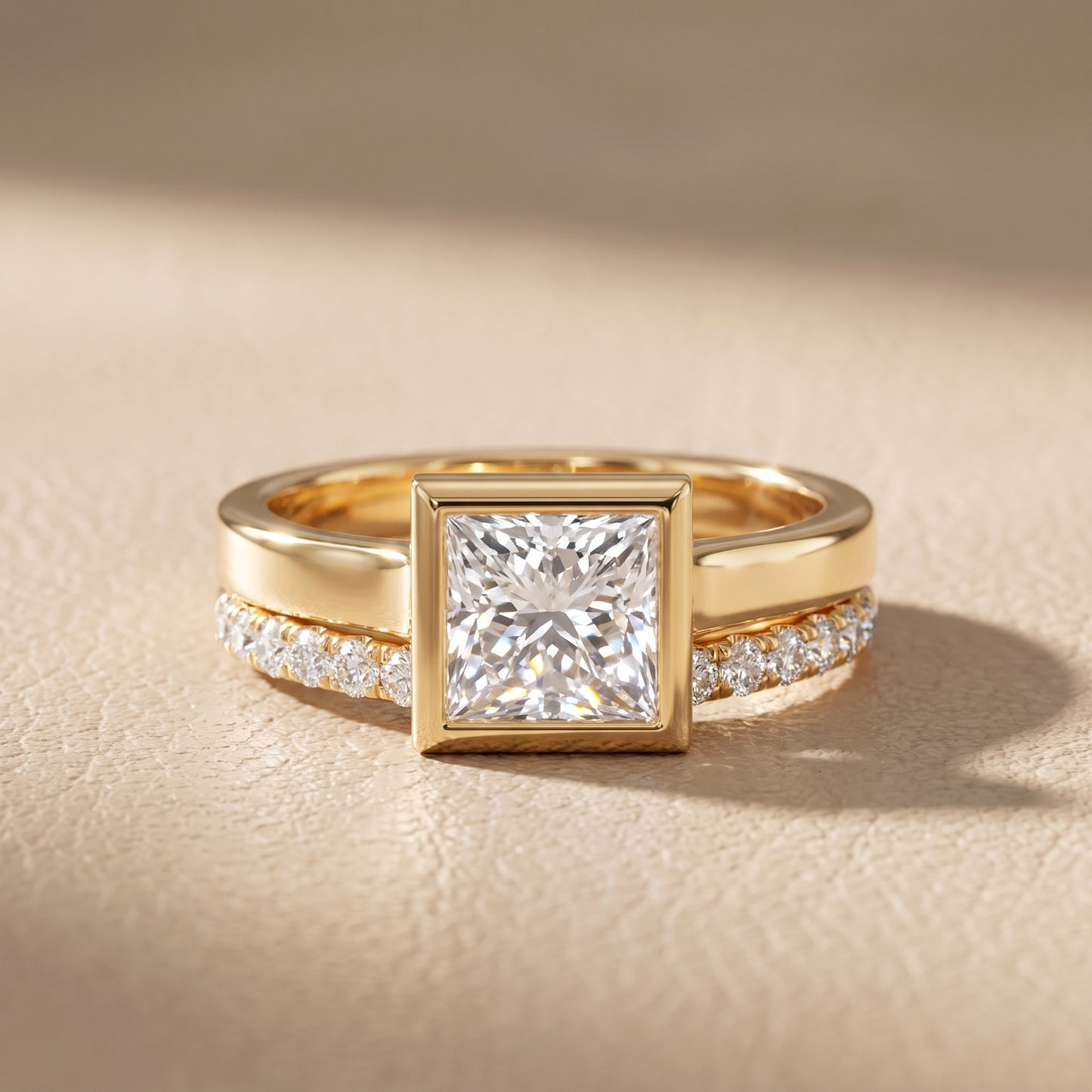 Ayla Bezel Bypass Princess Diamond Ring in Yellow Gold - front.jpg