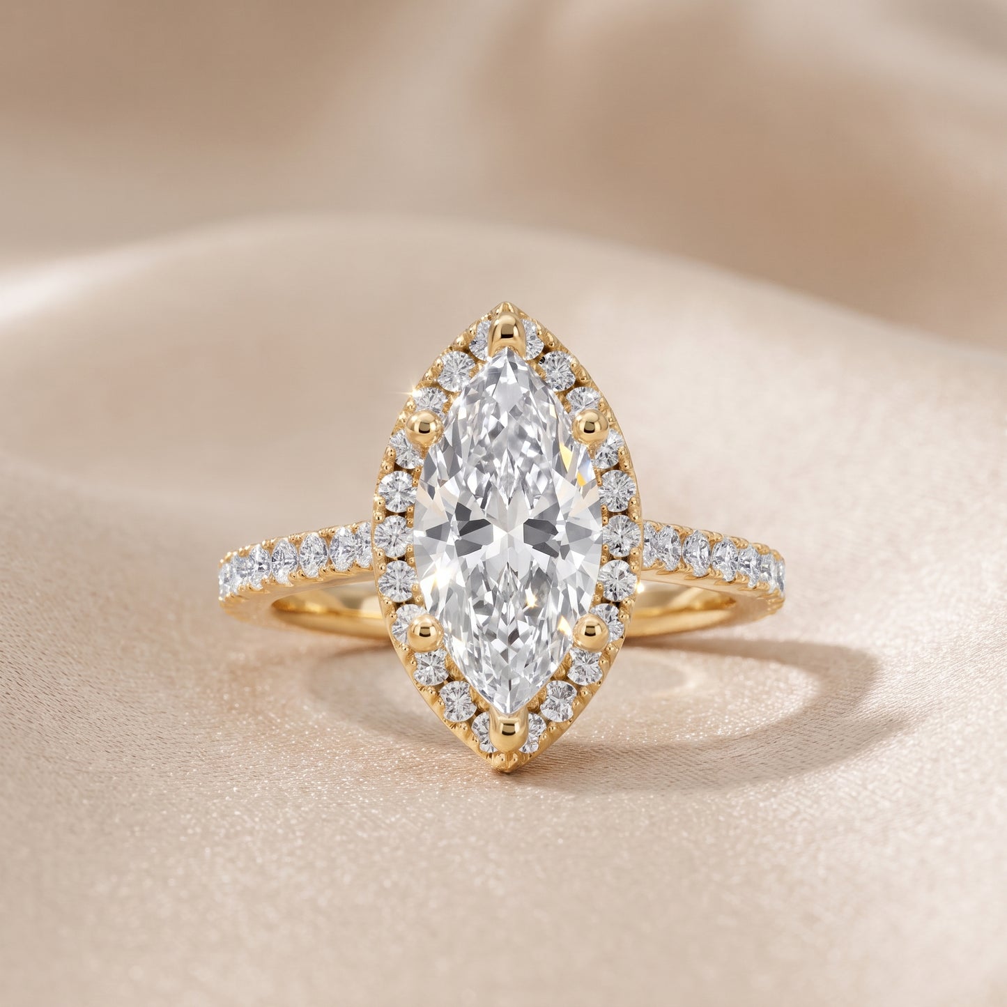 Sophie Halo Pavé Marquise Diamond Ring in Yellow Gold - front.jpg
