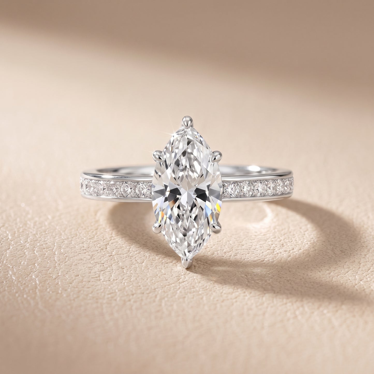 Brielle Channel Set Solitaire Marquise Diamond Ring in Silver - front.jpg
