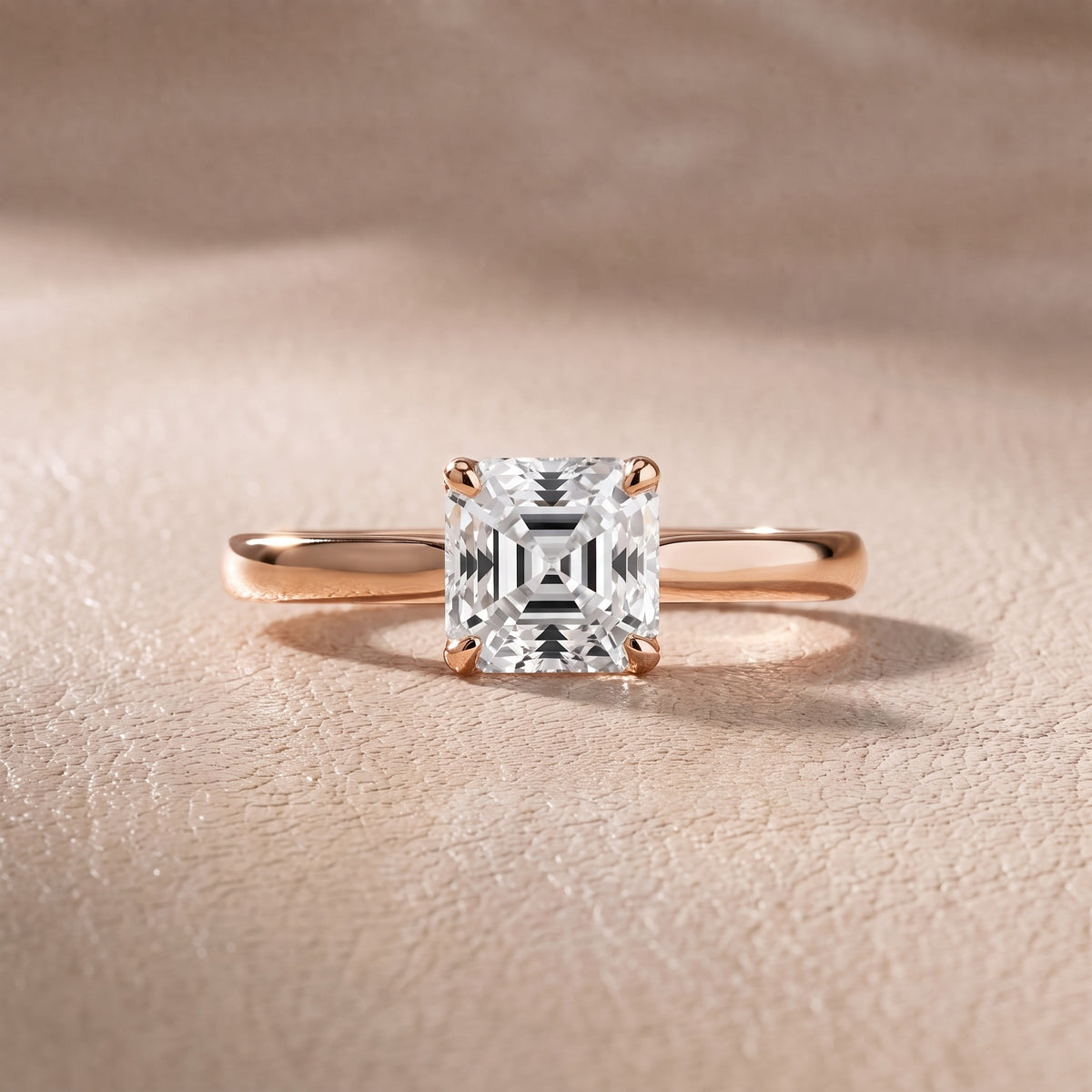 Mena Hidden Halo Asscher Diamond Engagement Ring in Rose Gold - front.jpg
