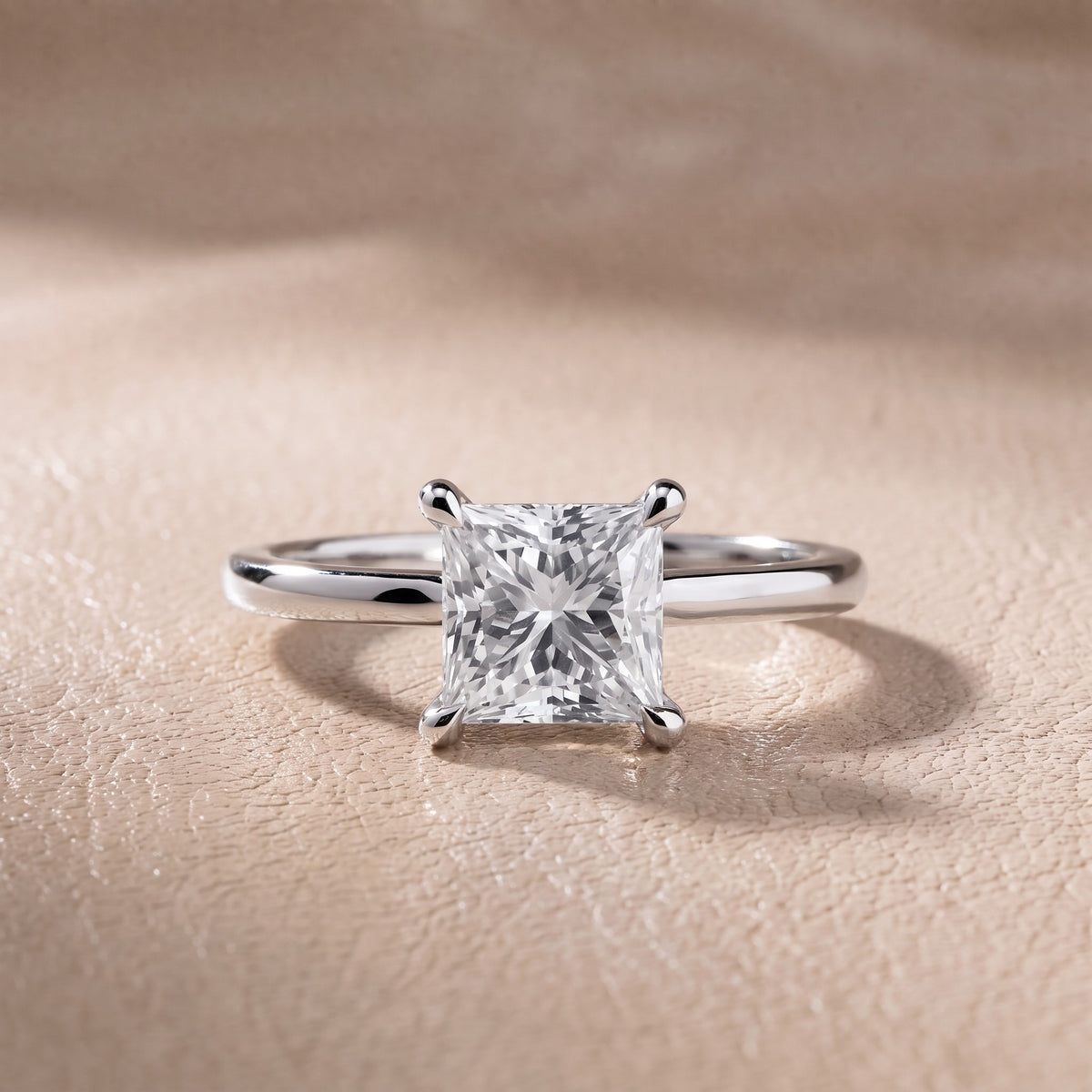 Nella Petite Solitaire Princess Diamond Engagement Ring in Silver - front.jpg