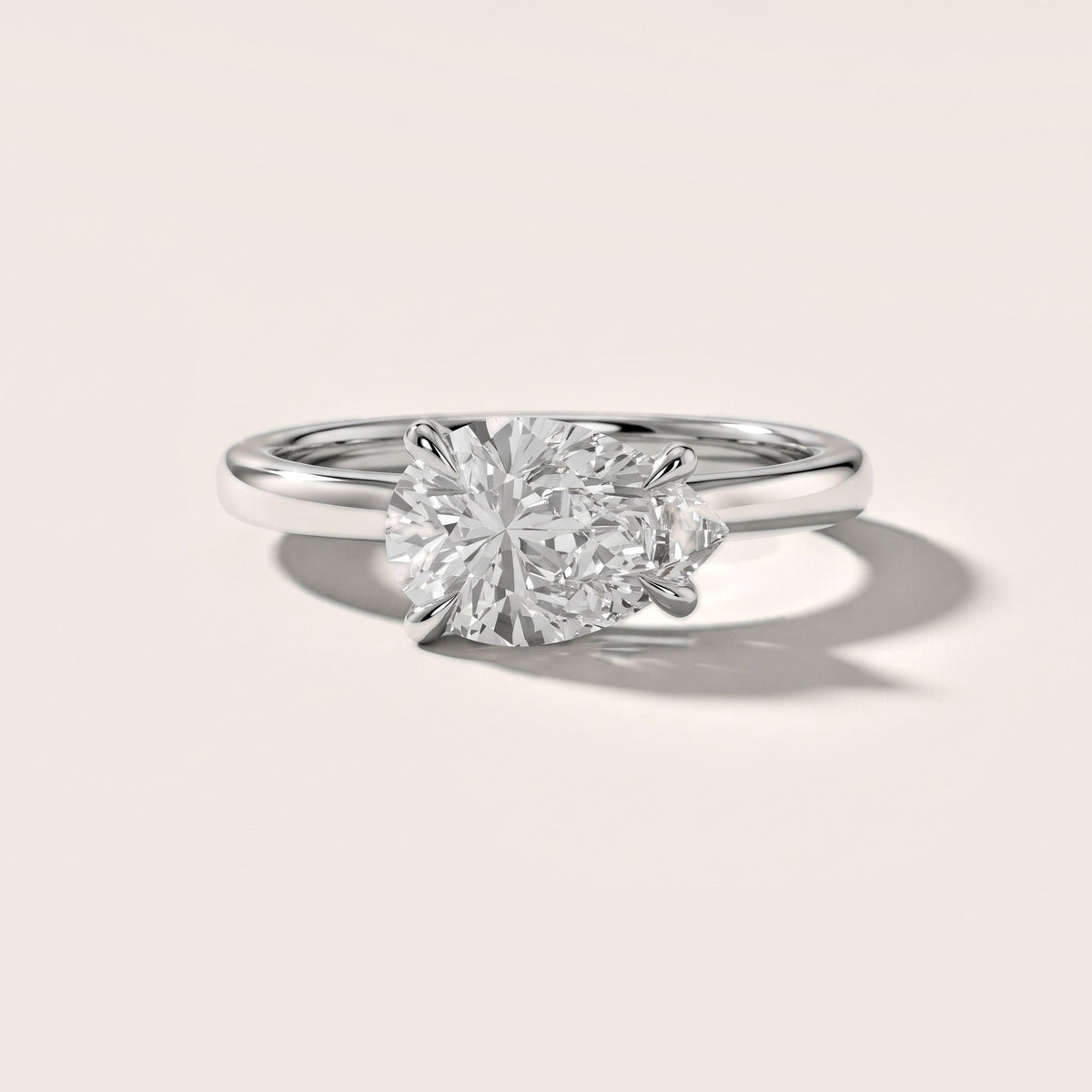 Solvang East-West Solitaire Pear Diamond Engagement Ring in Silver - front.jpg