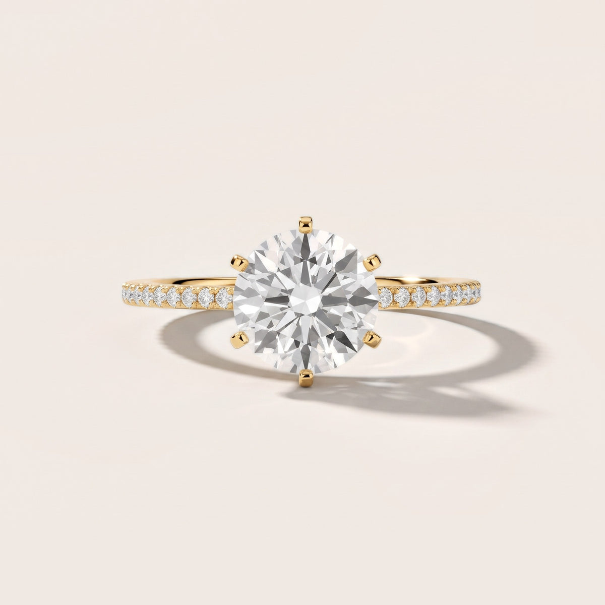 Minette Micropavé Round Diamond Engagement Ring in Yellow Gold - front.jpg
