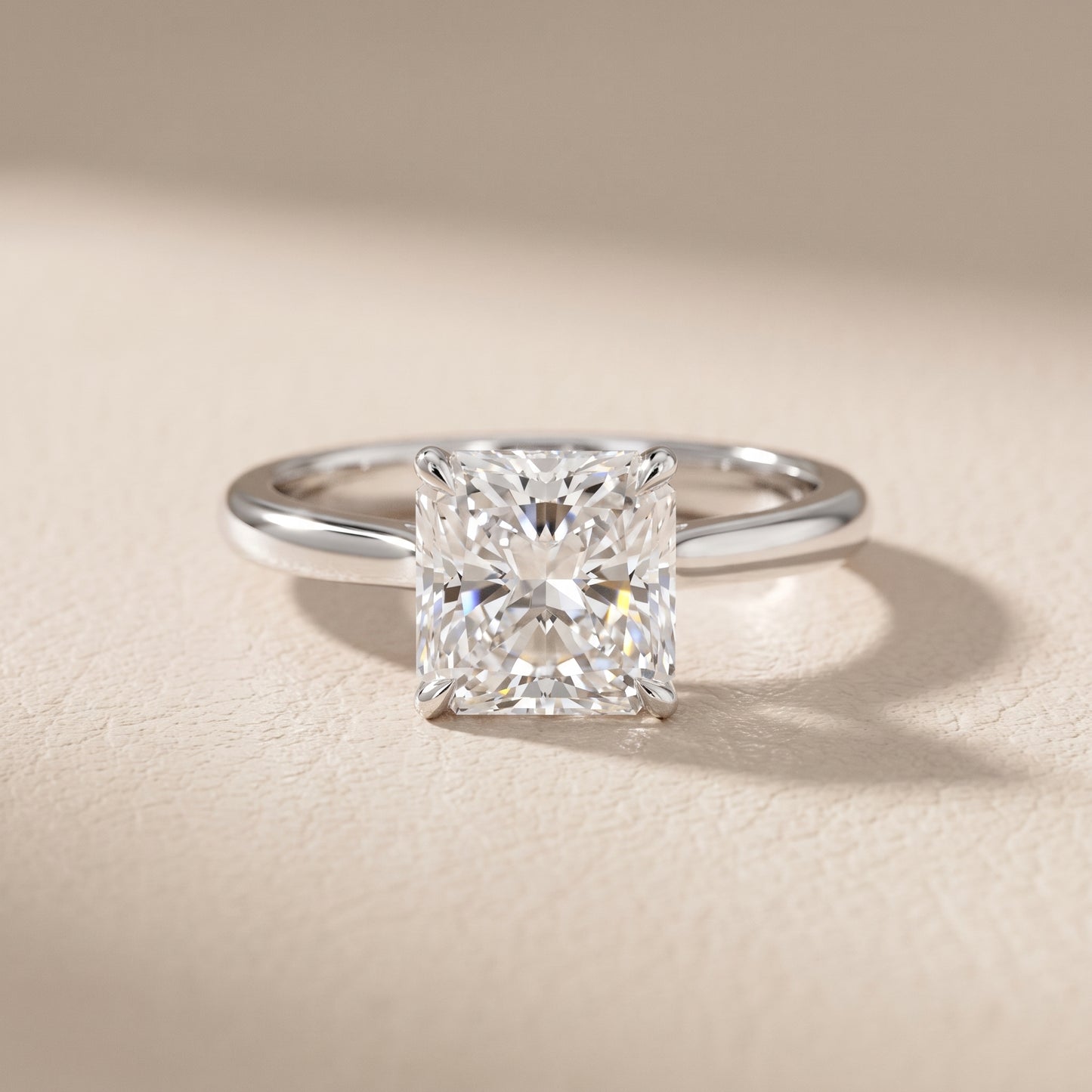 Evie Solitaire Six-Prong Radiant Diamond Engagement Ring in Silver - front.jpg