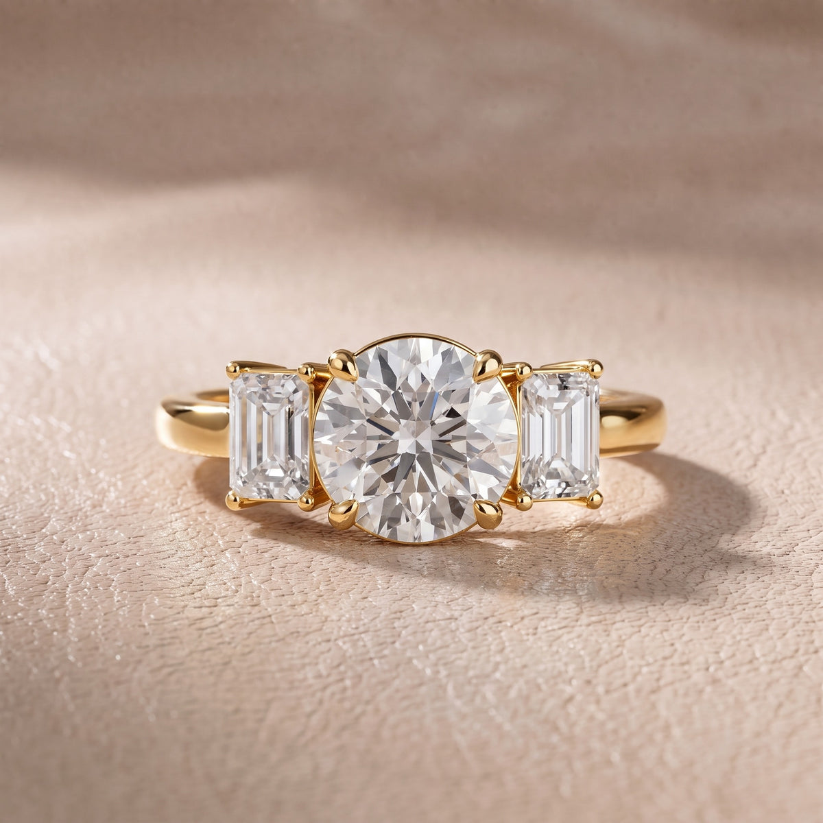 Zoe Three-Stone Round Diamond Engagement Ring in Yellow Gold - front.jpg