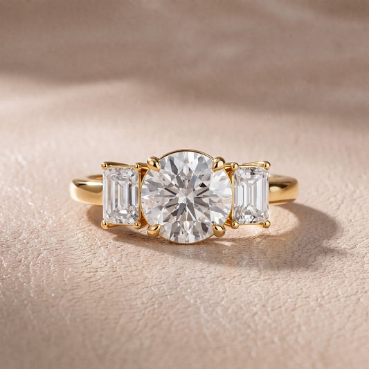 Zoe Three-Stone Round Diamond Engagement Ring in Yellow Gold - front.jpg