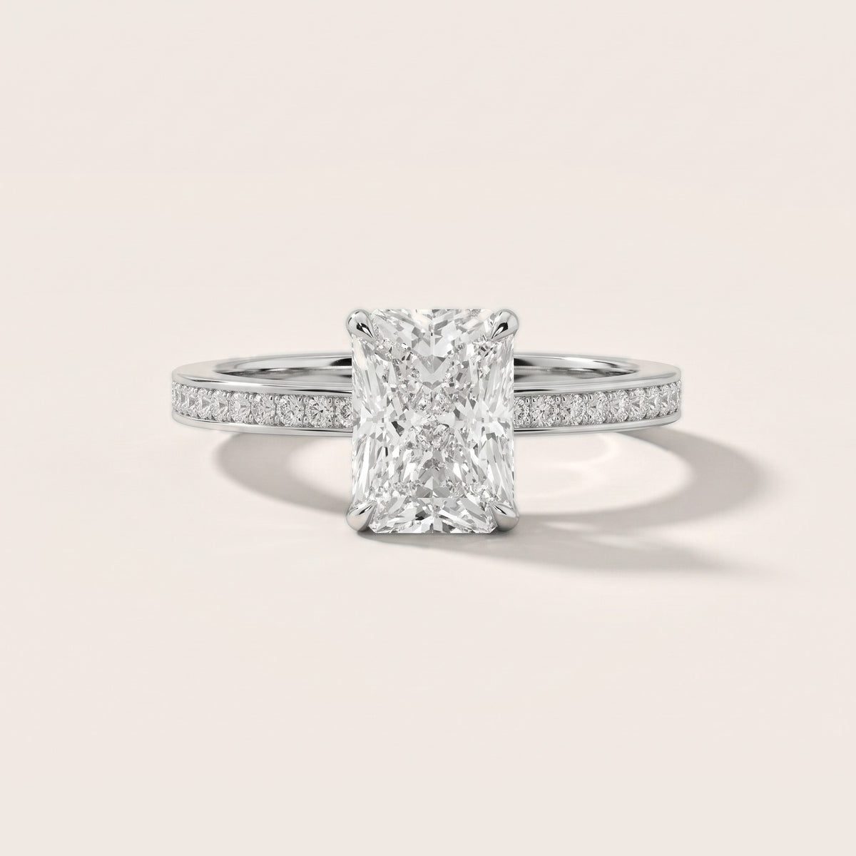 Freja Channel Set Radiant Diamond Engagement Ring in Silver - front.jpg