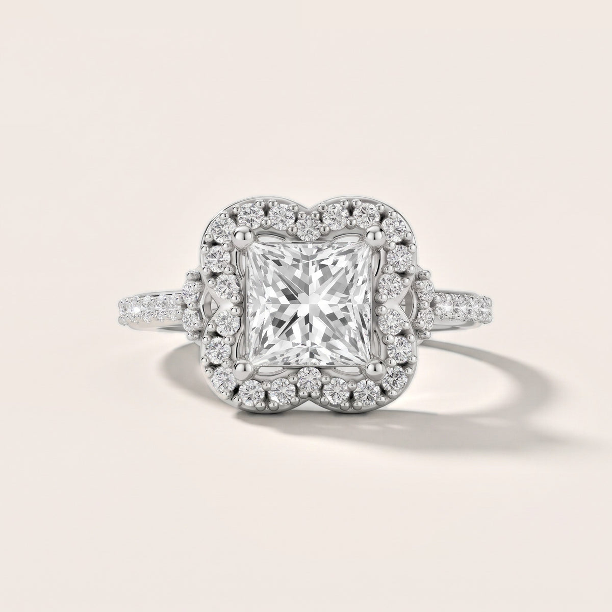Amy Floral Halo Princess Diamond Engagement Ring in White Gold - front.jpg