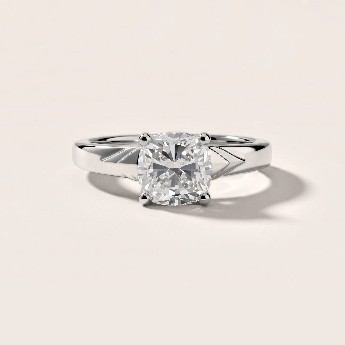 Jana Engraved Cushion Diamond Engagement Ring in Platinum - front.jpg