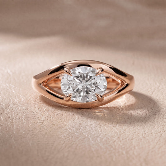 Madeleine Split Shank Oval Diamond Engagement Ring in Rose Gold - front.jpg